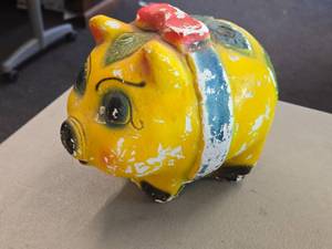 Vintage 1960s Carnival Chalkware Piggy Bank