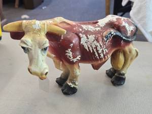 Vintage Bull theme Carnival Chalkware Piggy Bank