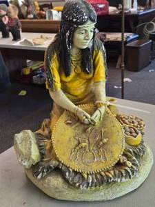 Vintage 17 Native American Woman theme Carnival Chalkware Figurine