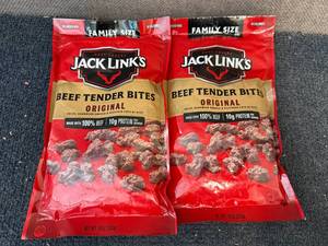 lot 219 image: 2 Family Sized Bags Of Jack Links Beef Tender Bites