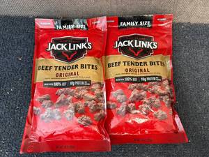 lot 221 image: 2 Family Sized Bags Of Jack Links Beef Tender Bites