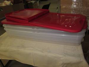 lot 540 image: 3 Under bed storage totes with lids...