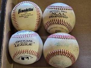 lot 20 image: Lot of 4 Baseballs Including NCAA and Rawlings