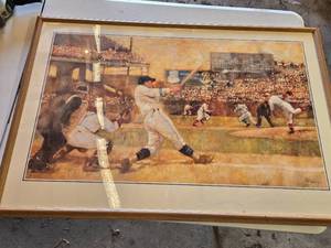 lot 36 image: Framed Baseball Art Print