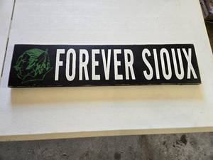 lot 43 image: Forever Sioux University of North Dakota Wooden Sign 7x30