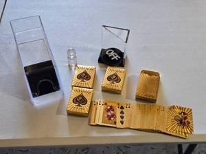 lot 47 image: The Black Pack Playing Cards and Accessories including Clear Card Dispenser, and Decorative OFF Button