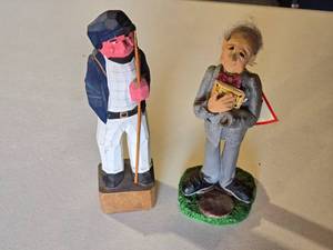 lot 68 image: Carved Figurines including Blind-Date-Bob and Wooden Sailor Figure