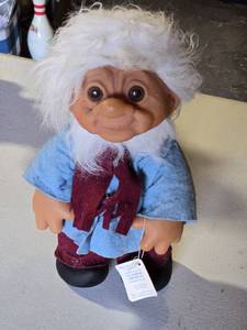 lot 89 image: Norfin Troll Doll with Blue Outfit and Red Scarf - damaged fabric