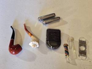 lot 112 image: Vintage Smoking Pipes, Glass Pipes, Digital Scale, and Accessories