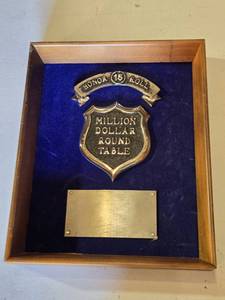 lot 154 image: Honor Roll Million Dollar Round Table Plaque in Case - Wood Frame is Not Attached