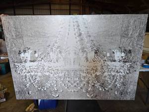 lot 174 image: Oliver Gal Large Silver Chandelier Canvas Print - 5 Feet Wide
