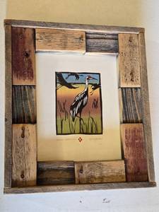 lot 183 image: Betsy Bowen Studio Hand-Printed Woodcut Artwork in Rustic Frame 12 12 x 14 Numbered 10100