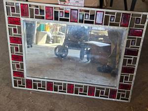lot 184 image: Decorative Mirror with Red and Silver Mosaic Frame