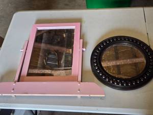 lot 192 image: Pink Framed Mirror and Round Decorative Mirror