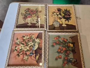 lot 196 image: Set of 4 Framed Floral Prints by A. Huard 11 x 13