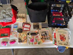 lot 202 image: Assorted Craft and Hobby Supplies including Face Paint Kit, Coloring Book, and Christmas Design Book