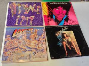 lot 218 image: Lot of 4 Vinyl Records Prince 1999, Jesse Johnsons Revue, Lakeside Outrageous, and Flashdance Soundtrack
