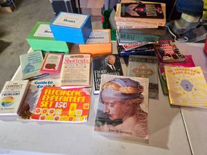 lot 239 image: Collection of Books and Educational Card Sets including Psychology by John W. Santrock, Word Card Sets (Boats, Bears, Balloons), and Various Subjects