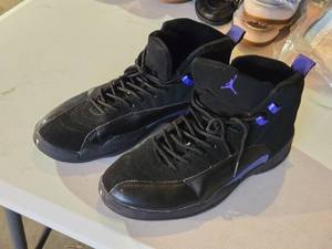 Nike Jordan 12 Retro Black Purple Basketball Shoes Size 10.5