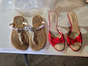 lot 258 image: Michael Kors (8M) and Coach Womens Sandals (7B)