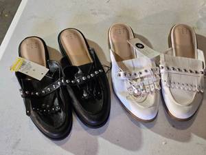 lot 261 image: Black and White Studded Loafers, Size 10