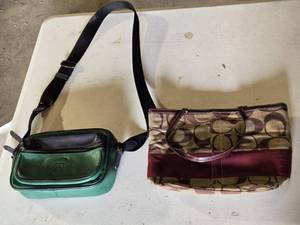lot 272 image: Coach Green and Black Leather Crossbody Bag and Coach Canvas Tote Bag