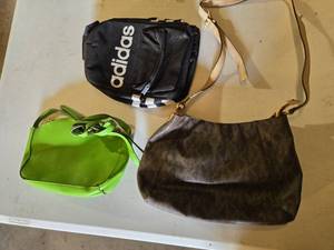 lot 273 image: Michael Kors Purse, Adidas Backpack, and Green Crossbody Bag