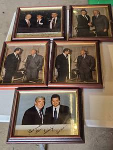 lot 292 image: Framed Autographed Photographs Including Politicians and Business Figures with Facsimile Autos