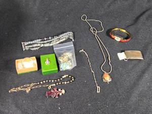 lot 358 image: Assorted Jewelry and Accessories Lot including Hickok Sterling Silver Belt Buckle, Watch, and Pendant