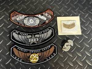 lot 17 image: Harley-Davidson HOG Patches  Sturgis 2003 Wing & Engine Designs