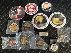 lot 20 image: Harley-Davidson Pins & Patches - 100th Anniversary, Lightning Run & Diabetes Rally Memorabilia