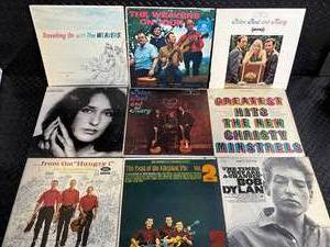 lot 55 image: Vintage Vinyl LPs - 9 Classic Folk Albums (Weavers, Kingston Trio, Dylan, Baez)