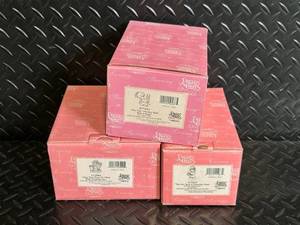 lot 72 image: Precious Moments by Enesco 3-Piece Porcelain Figurine Set in Pink Gift Boxes