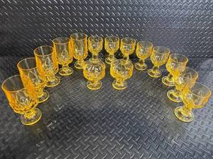 lot 87 image: Amber Glass Goblets - Assorted Tall & Coupe Styles
