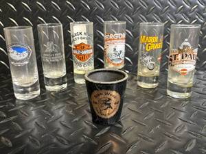 lot 2 image: Harley-Davidson Shot Glass Collection - Daytona Bike Week 2002 & Event Logos