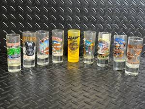lot 5 image: Harley-Davidson City Collection Shot Glass Set - City Logos Across USA