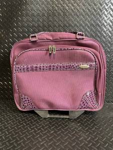 lot 330 image: Pink Croc-Trim Rolling Cosmetic Case On Wheels