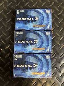 lot 127 image: Federal Power-Shok 12 Gauge Maximum Rifled Slug HP - 3 Boxes (5 Shells Each)
