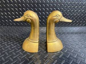 lot 140 image: Brass Duck Bookends Pair - 100% Cast Brass