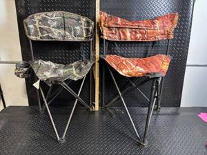 lot 162 image: Black Sierra Folding Chairs (Lot of 2) - Camouflage & Blaze Patterns