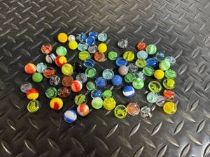lot 168 image: Glass Marbles Assorted Colors - Swirl & Solid Pattern Marbles