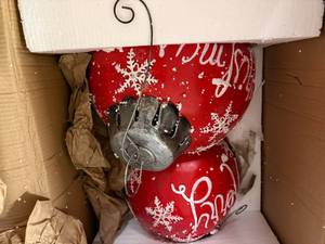 lot 12 image: Large Outdoor Merry Christas Ornaments with Color Changing LED Lights