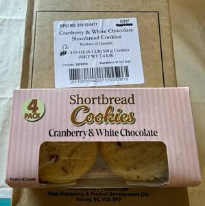 lot 73 image: 12x 4pk Cranberry & White Chocolate Shortbread Cookies