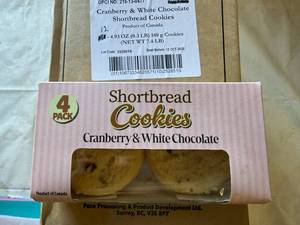 lot 74 image: 12x 4pk Cranberry & White Chocolate Shortbread Cookies
