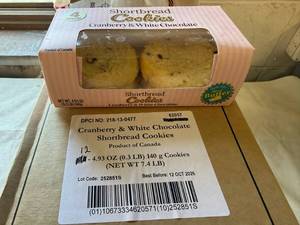 lot 81 image: 12x 4pk Cranberry & White Chocolate Shortbread Cookies