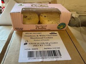 lot 86 image: 12x 4pk Cranberry & White Chocolate Shortbread Cookies