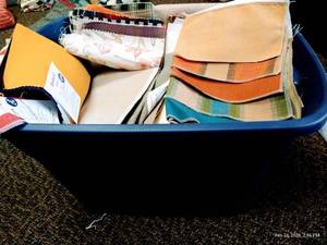 lot 132 image: Big Tote of Upholstery, Silk & Other Fabric Samples