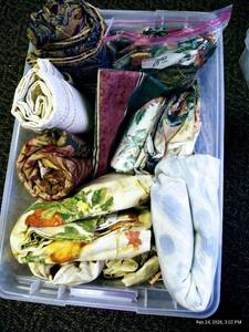 lot 134 image: Tote wMany Yards of Thick Upholstery Materials