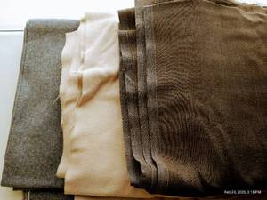 lot 142 image: Grey, Tan & Brown Wool-Feel Large-Cut Fabrics