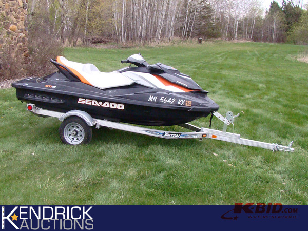 lot 3 image: 2012 Sea Doo GTI SE 155 3-Person Wave Runner with 2012 Triton Trailer
